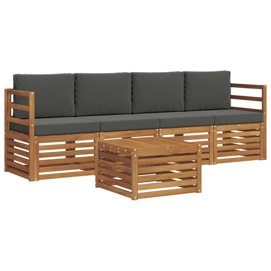 Ensembles de canapés avec coussin 5 pcs naturel et anthracite