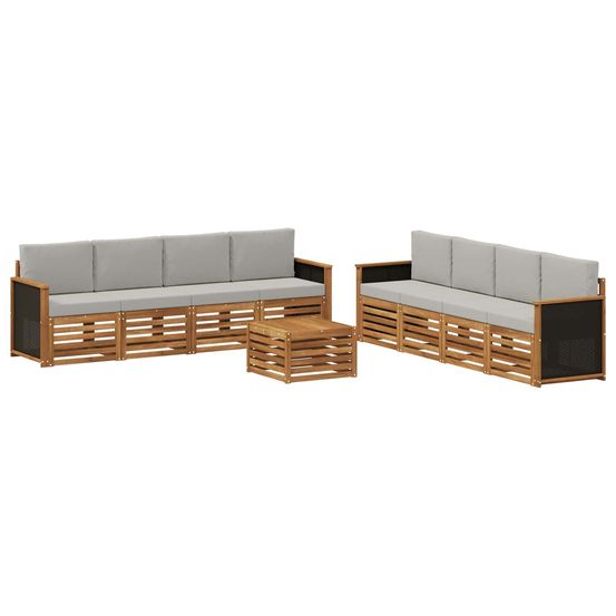 Ensemble de canapés d'extérieur 9 pc naturel et gris clair