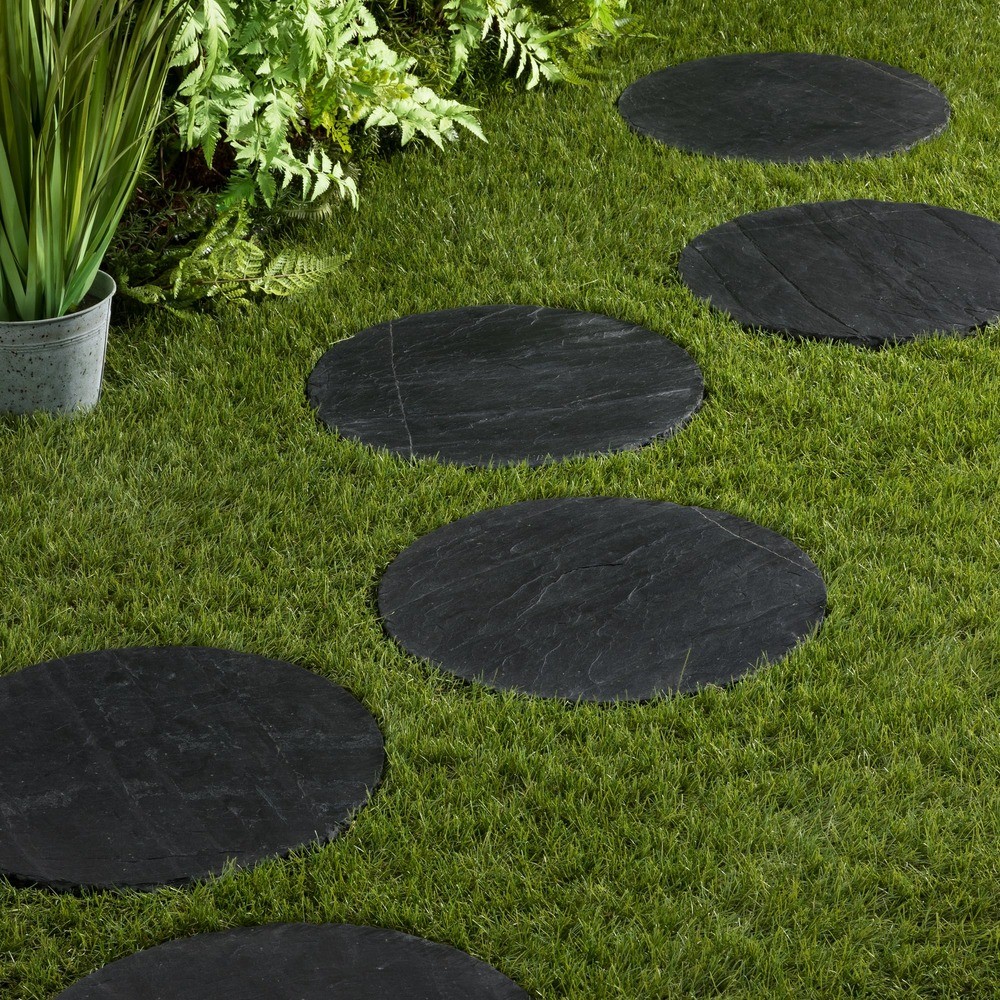 Pas japonais rond ardoise noire d.40x2-3 cm (lot de 15) - ro'ma nature