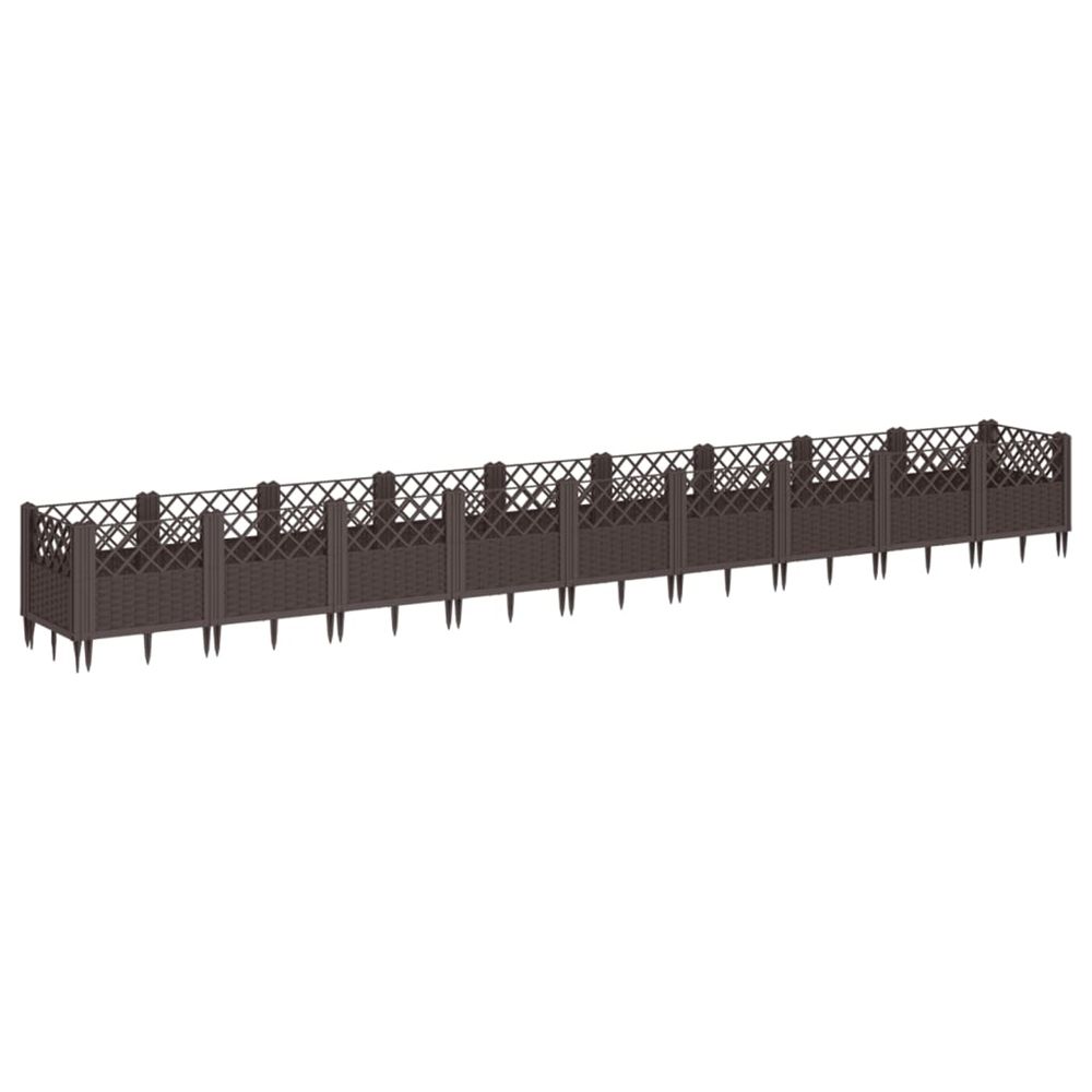Jardinière d'extérieur avec piquets marron 363,5x43,5x43,5 cm pp
