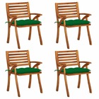 Chaises de jardin avec coussins 4 pcs bois de teck solide