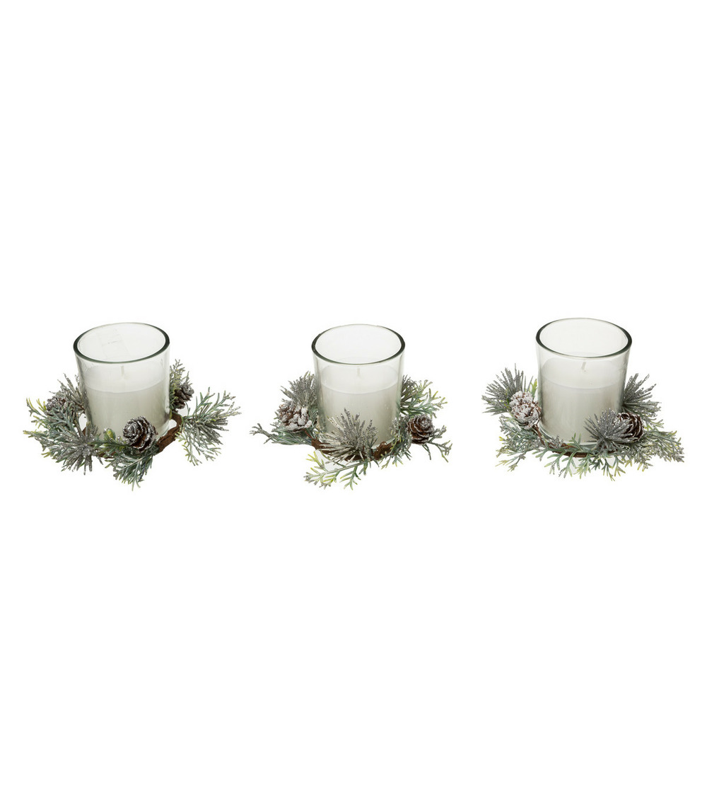 Centre de table lot de 3 bougies parfumée avec déco de noël 180 g