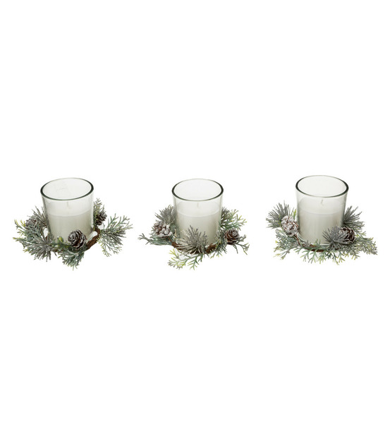 Centre de table lot de 3 bougies parfumée avec déco de noël 180 g