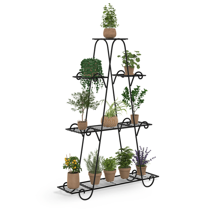 Étagère à Plantes Relaxdays - 8 Niveaux Noir, 142 Cm, Support Métallique Pour 9 Pots