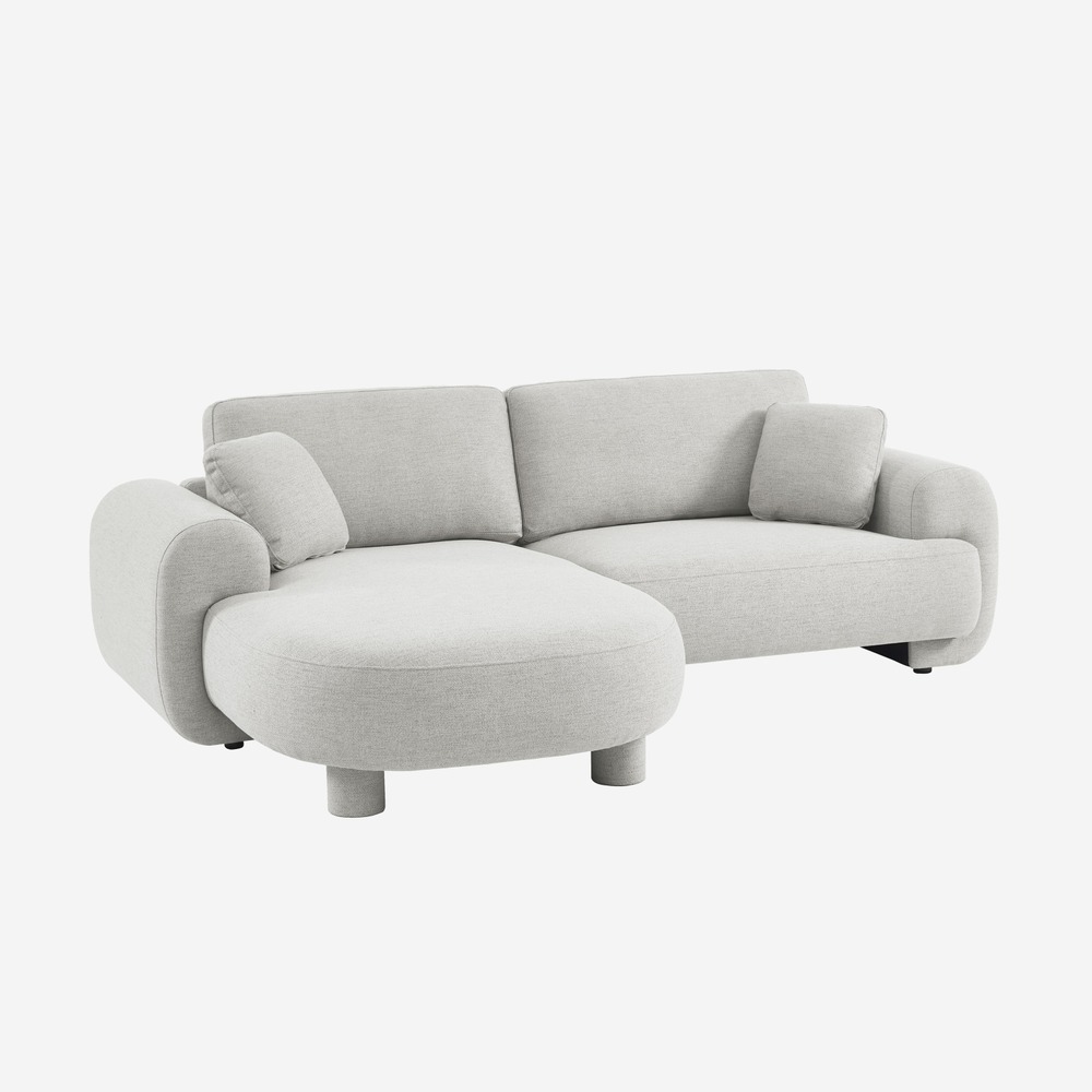 Canapé d'angle gauche 3 places tissu, pieds ronds l 231 x p 160 / 88 cm - zenio