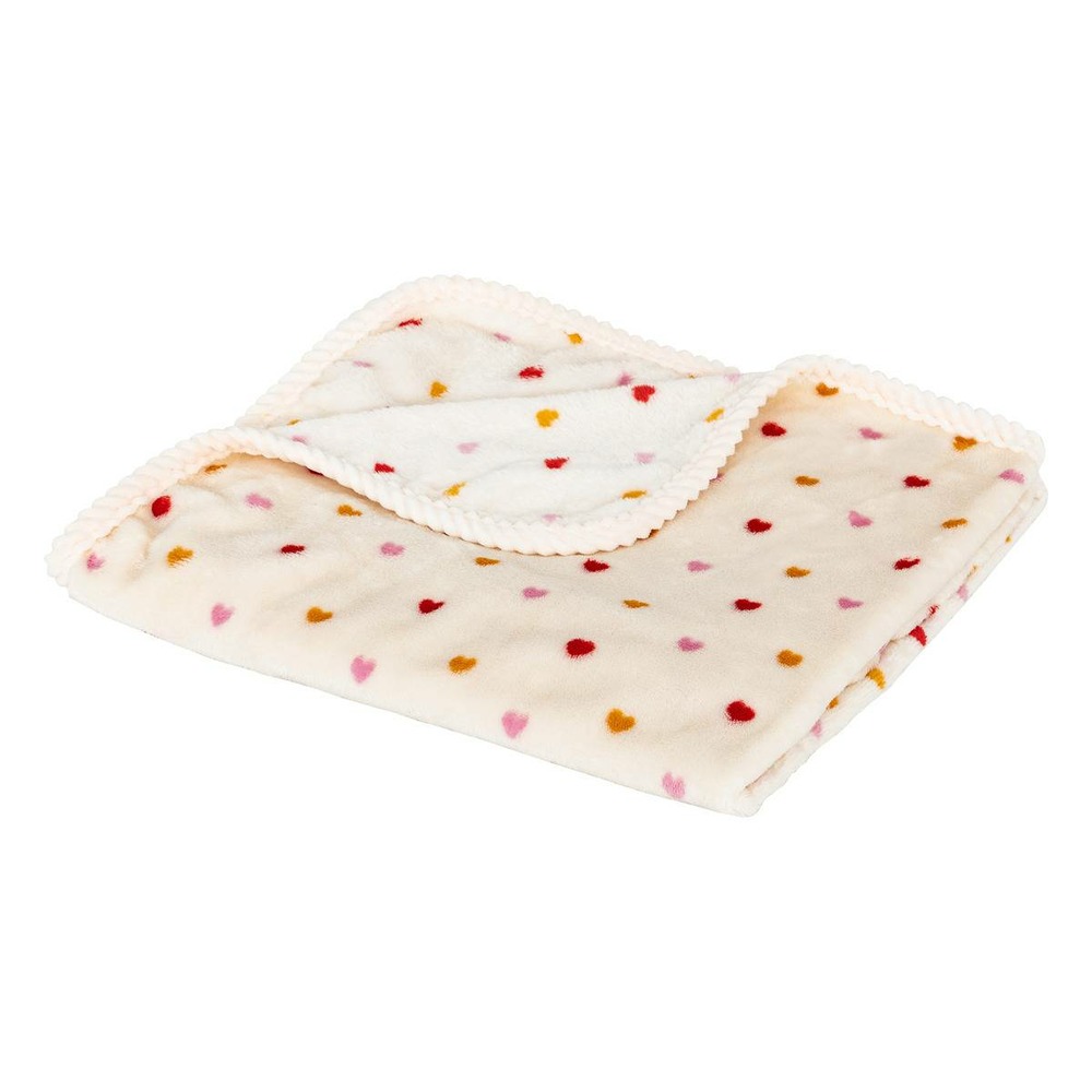 Plaid flanelle enfant amour beige 75x100cm