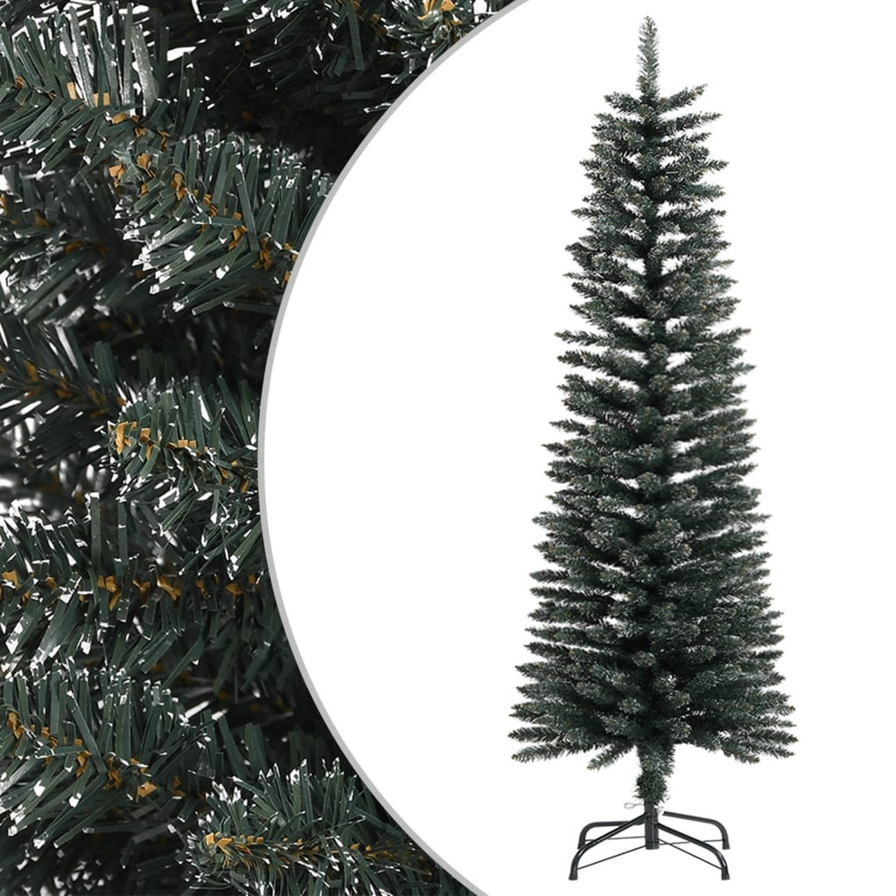 Sapin de noël artificiel mince avec support vert 120 cm pvc