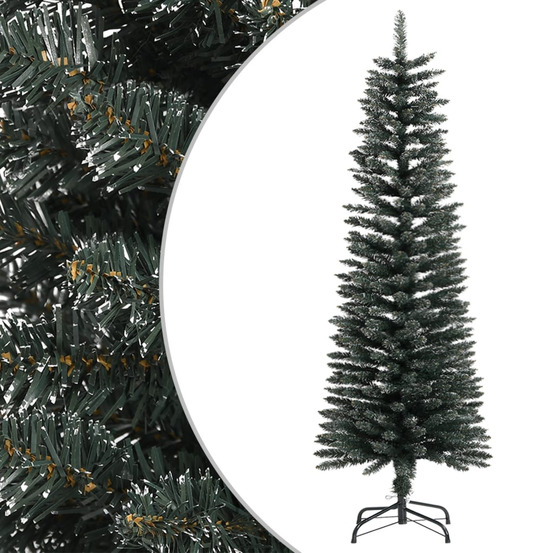 Sapin de noël artificiel mince avec support vert 120 cm pvc