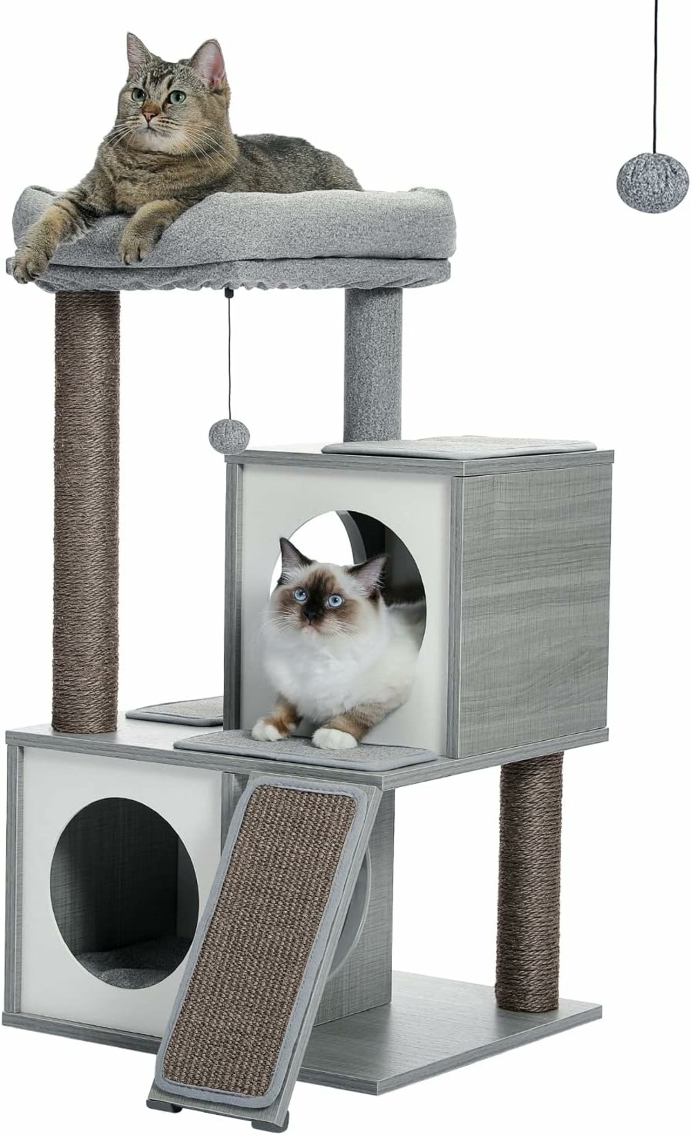 Tour de jeux pour chats avec double condos douillets 89 cm gris