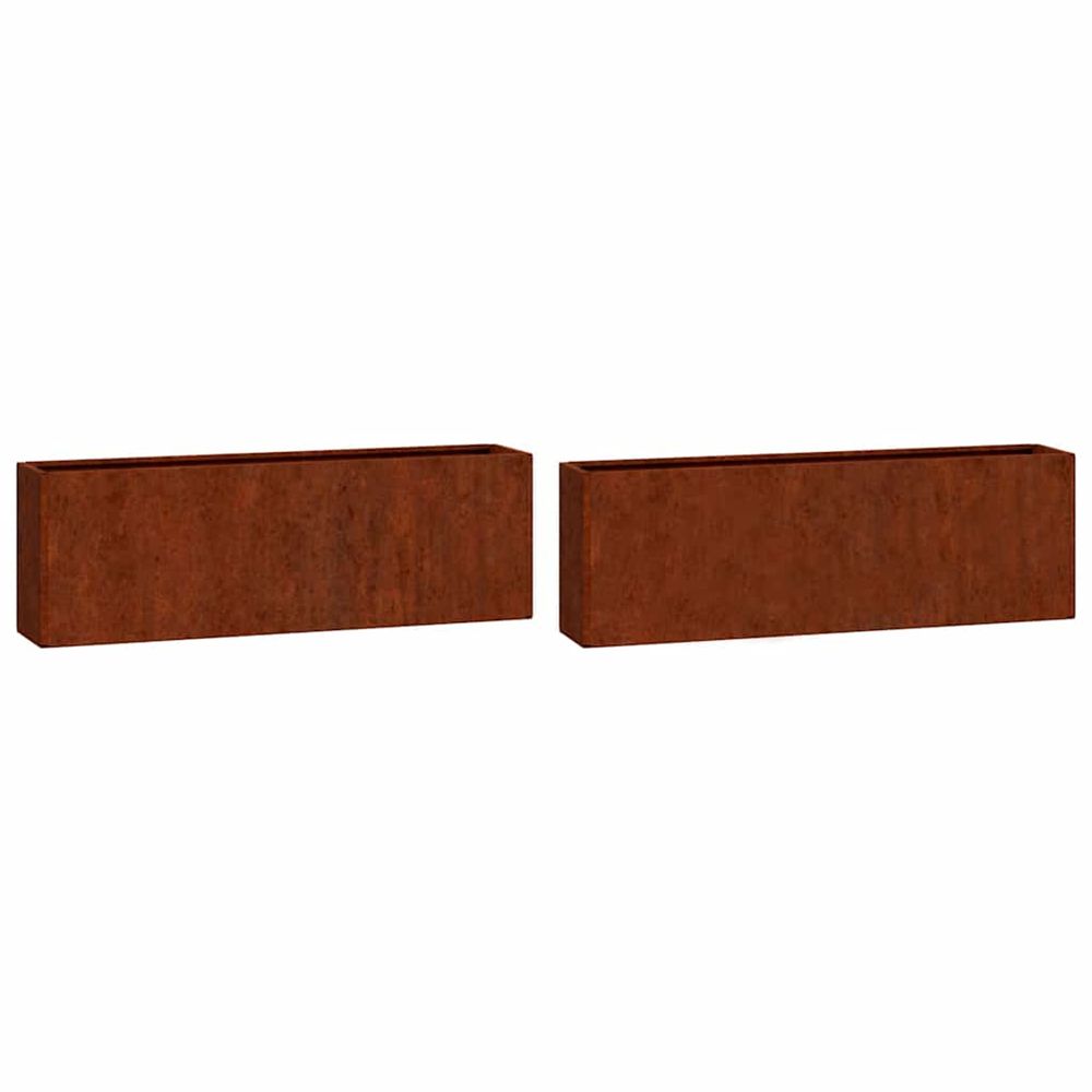 Jardinière d'extérieurs murales 2 pcs rouillé acier corten 53x10x17 cm