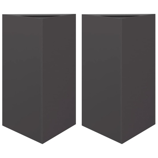 Jardinière bac lit surélevé plantes fleurs jardin terrasses lot de 2 triangulaire 50 x 43 x 75 cm acier noir