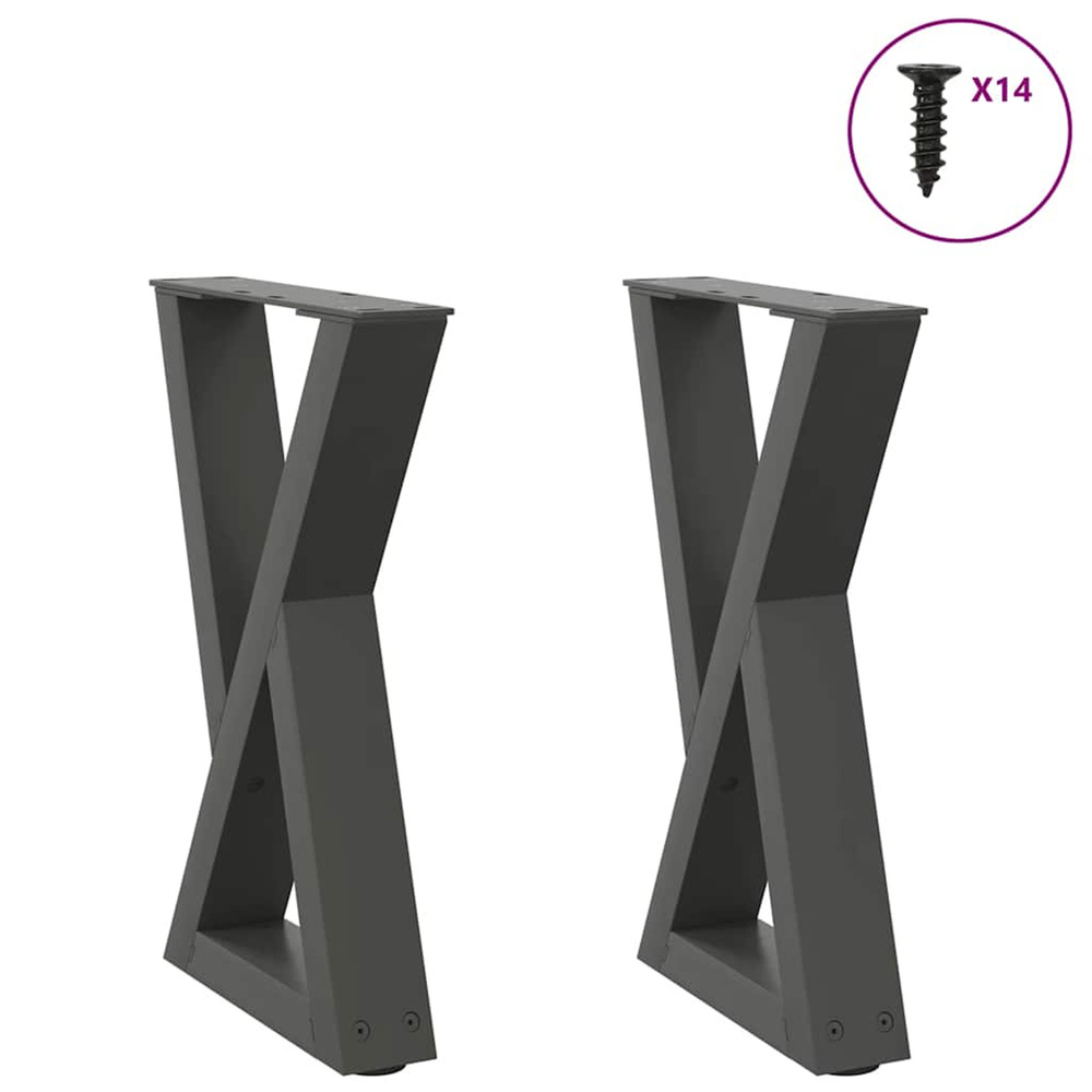 Pieds de table basse 2 pièces anthracite 38 x (42-43,3) cm acier
