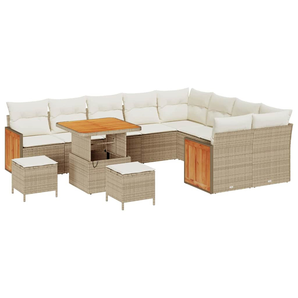 Ensemble de canapé de jardin 12 pcs beige et crème polyrotin