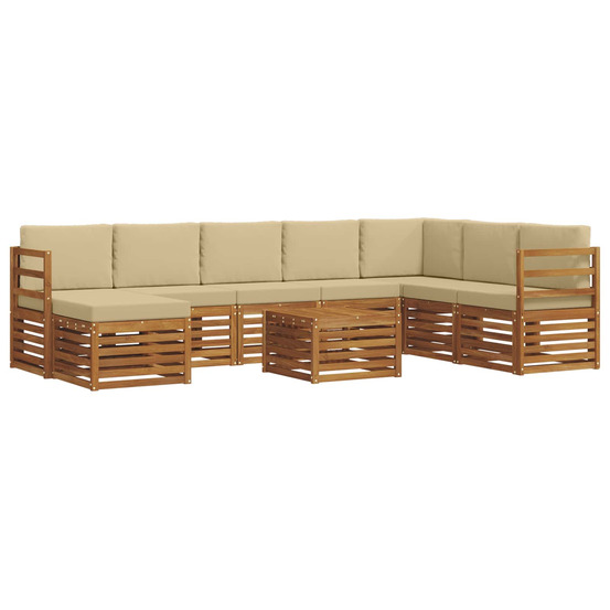 Ensemble de canapé d'angle avec coussin 9 pcs naturel et beige