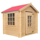 Maison en bois pour enfants - 0.9 m2 - 111 x 113 cm - toit vert - sans plancher - M570R-1