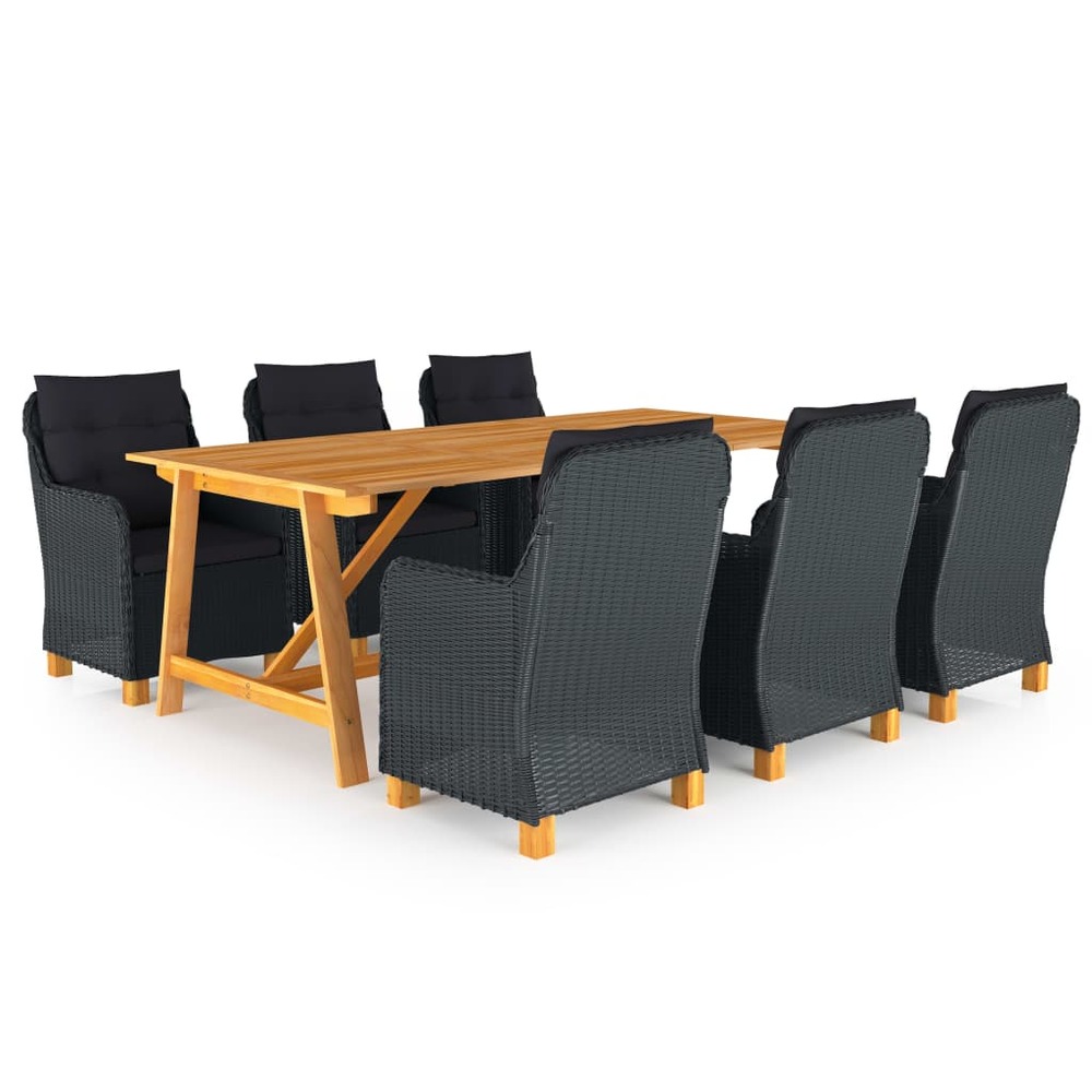 Ensemble à manger de jardin 7 pcs gris foncé