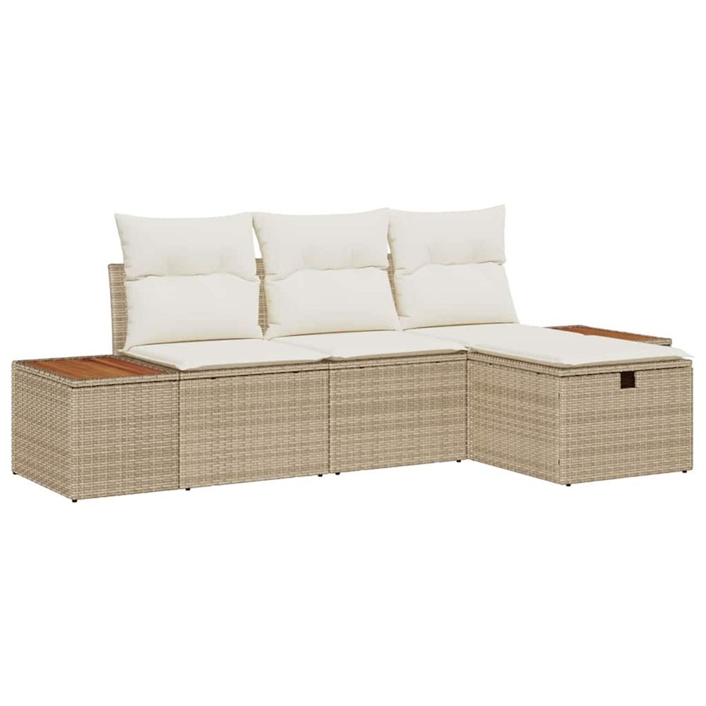 Ensemble de canapé de jardin 4 pc beige polyrotin