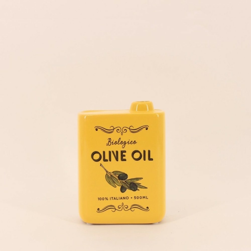 Vase huile d'olive en faïence jaune 17cm