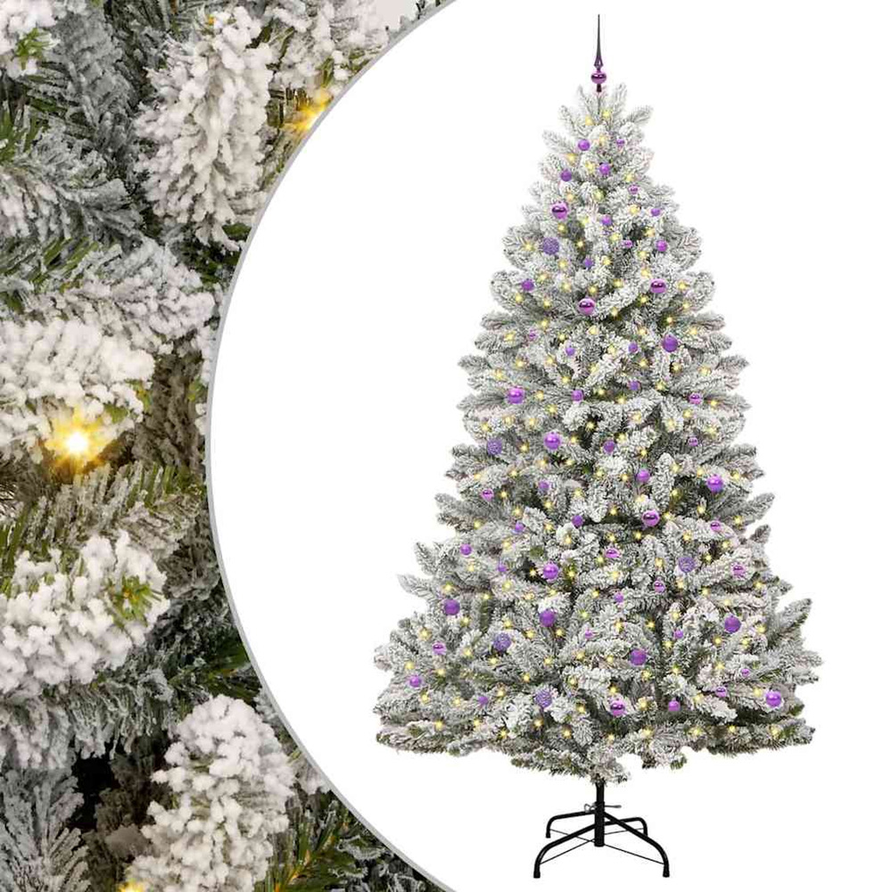 Sapin de noël artificiel vert et blanc 270 cm pvc et métal