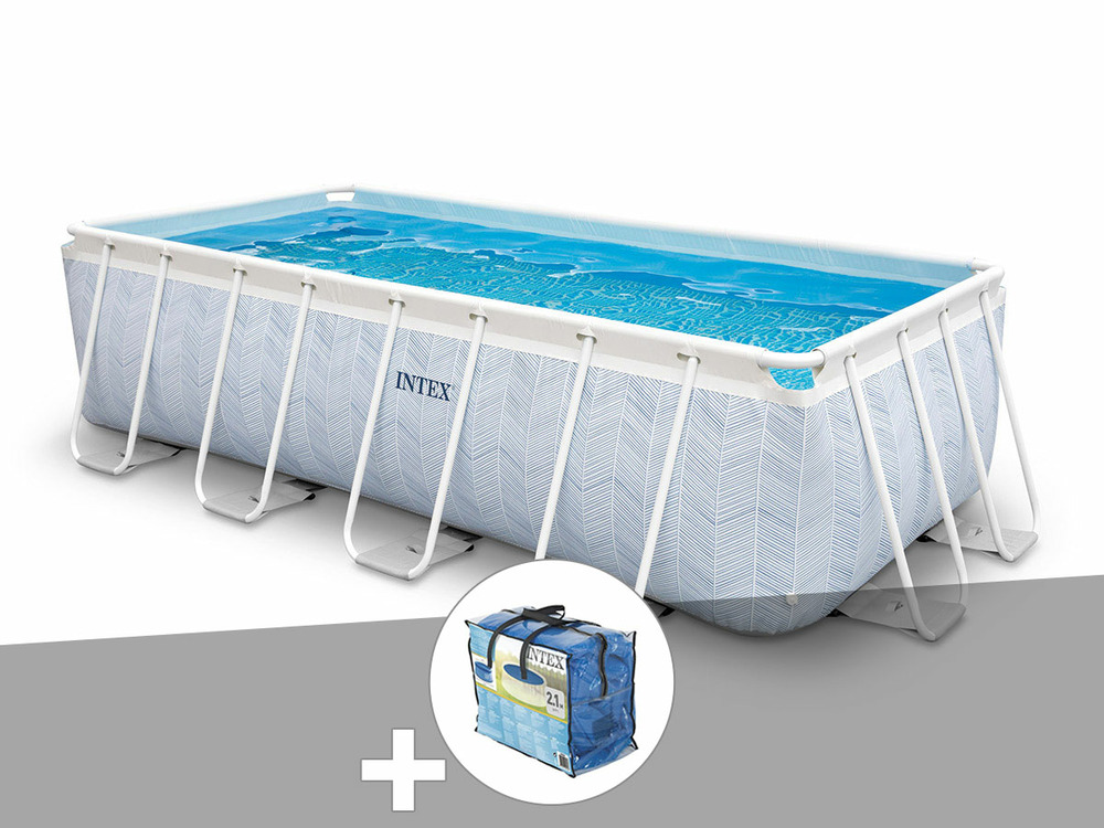 Kit piscine tubulaire chevron rectangulaire 4,00 x 2,00 x 1,00 m + bâche à bull