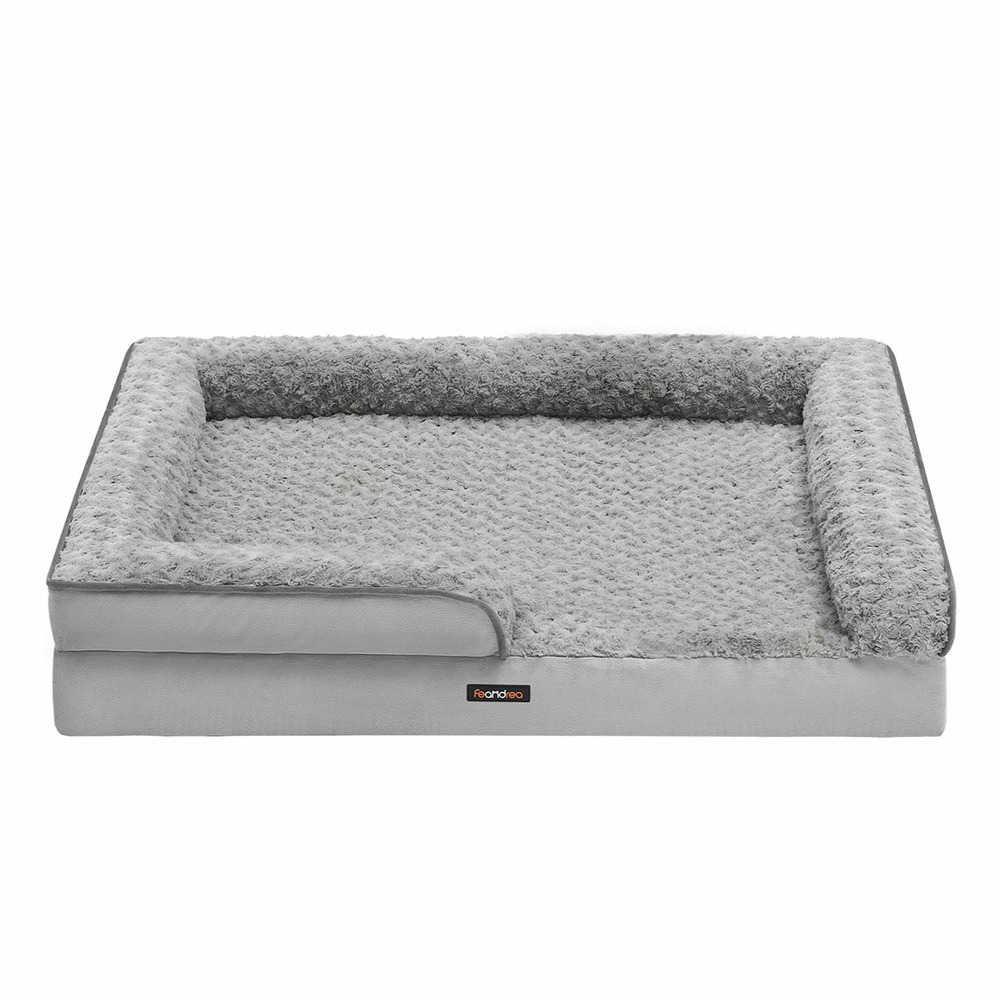 Panier pour chien lit pour animal orthopédique mousse alvéolée bords surélevés rembourrés housse amovible en tissu peluche au