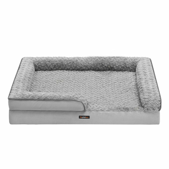Panier pour chien lit pour animal orthopédique mousse alvéolée bords surélevés rembourrés housse amovible en tissu peluche au