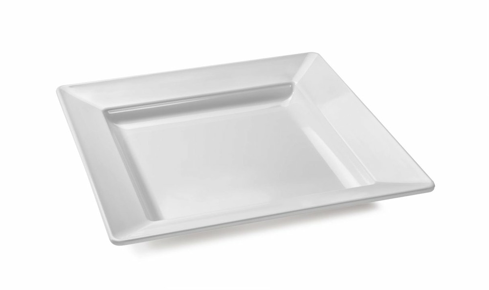 Assiette carrée en mélamine blanc 33,5 à 37,3 cm - pujadas