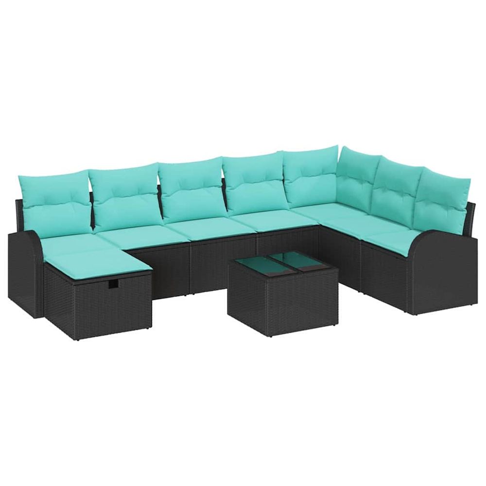 Ensemble de canapé de jardin 9 pc noir polyrotin