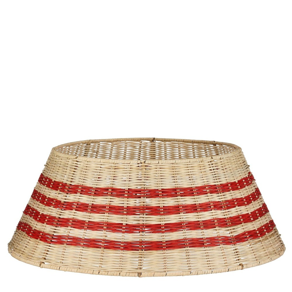 Mica decorations cache-pied de sapin de noël - h25 x ø60 cm - rotin - beige, rouge