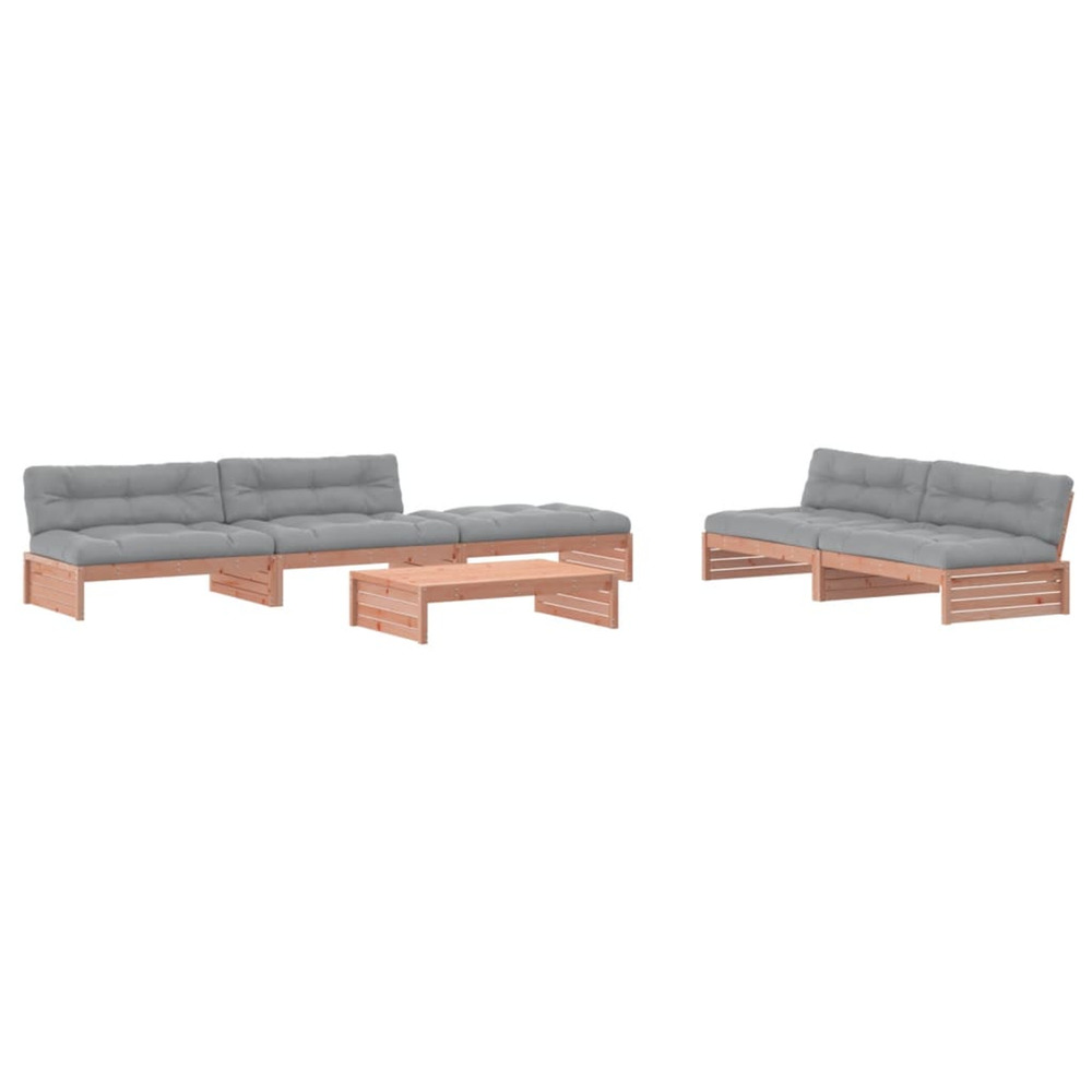 Salon de jardin 6 pcs avec coussins bois massif douglas