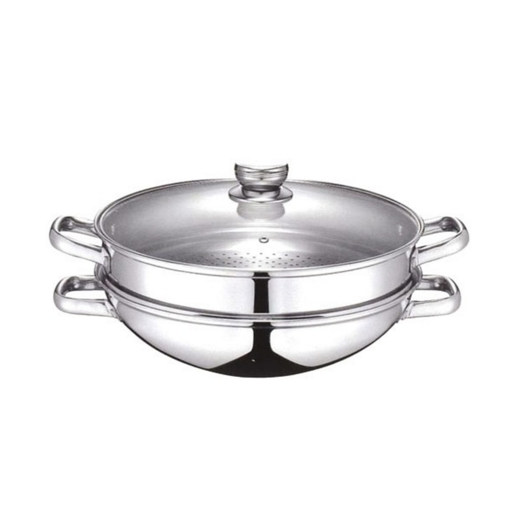 Wok & wok vapeur 2 en 1 32cm en inox - 343832