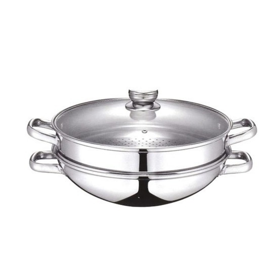 Wok & wok vapeur 2 en 1 32cm en inox - 343832