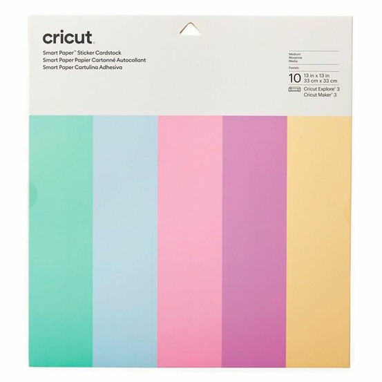 10 papiers cartonnés autocollants couleurs pastel 33 x 33 cm - cricut
