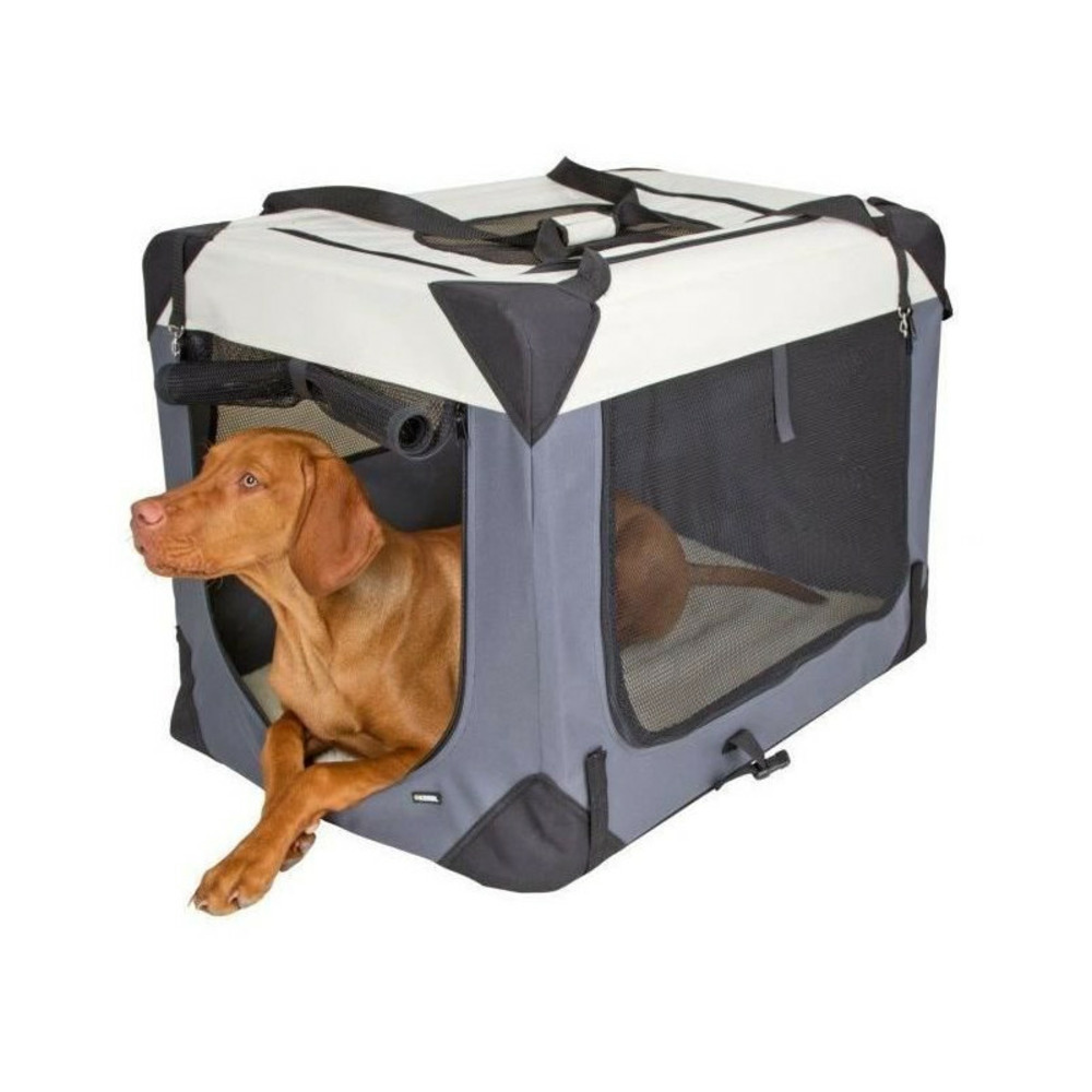 Box de transport - kerbl - journey- 70 x 52 x 52 cm - gris / beige