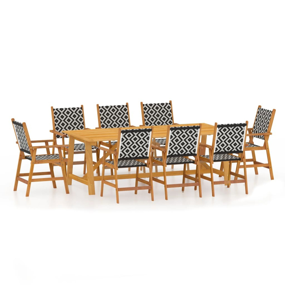 Ensemble à manger de jardin 9 pcs bois d'acacia solide