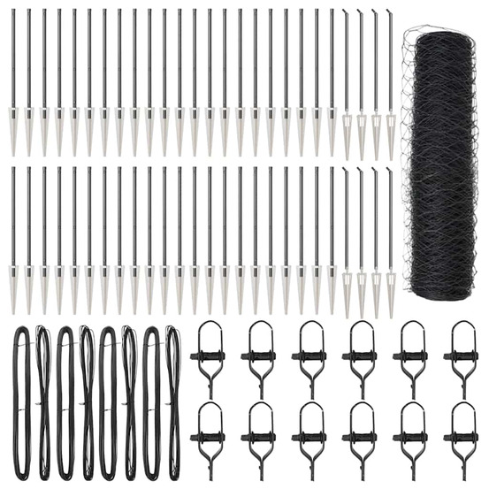 Clôture avec poteaux gris 0,6 x 100 m acier recouvert de pvc