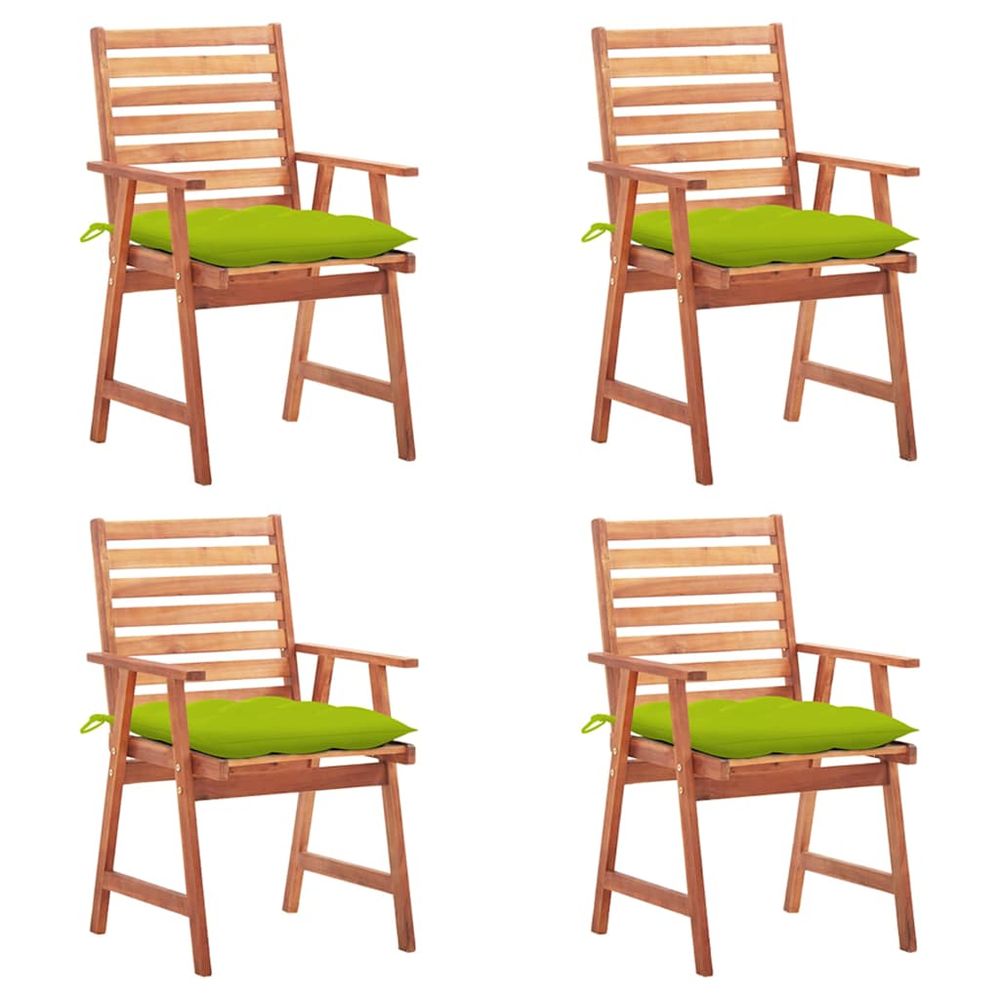 Chaises à manger d'extérieur lot de 4 et coussins acacia massif