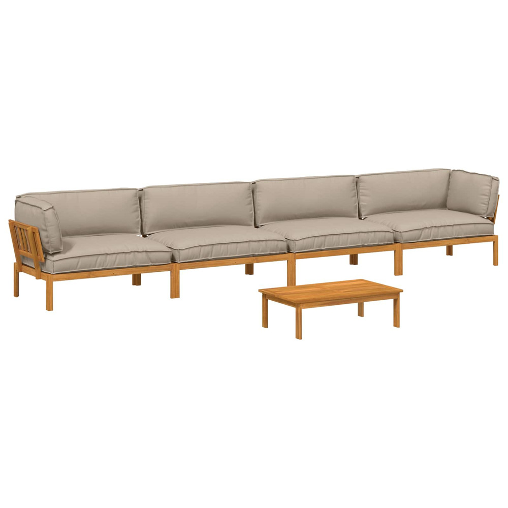 Ensemble de canapés uni 5 pcs taupe bois d'acacia massif