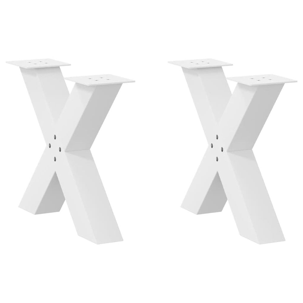 Pieds de table basse en forme de x, 2 pièces, blanc, 60 x (42-43) cm, acier