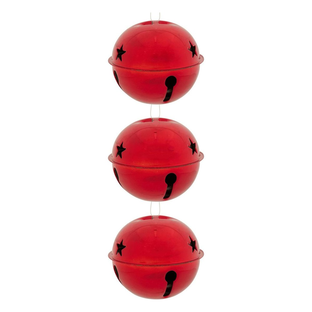Lot de 3 sujets grelots métal d.8cm rouge