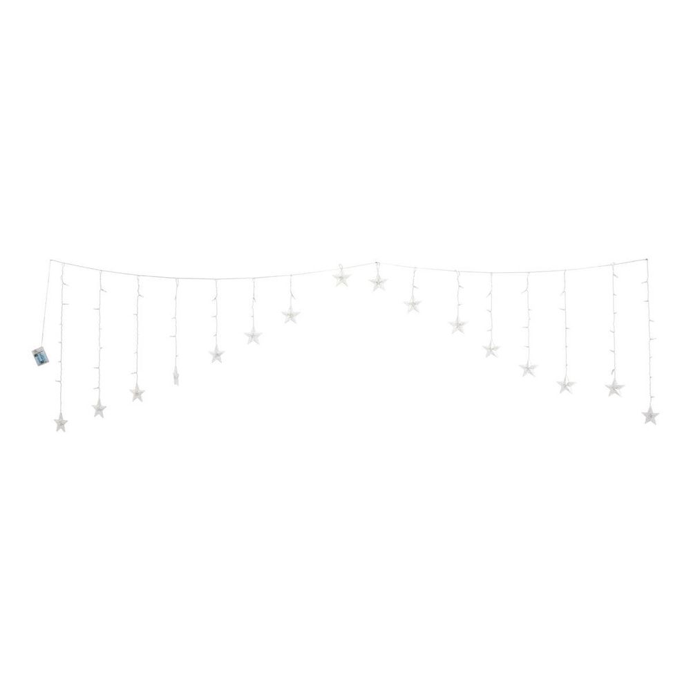 Rideau lumineux stalactite étoile 2,50 m 136 led blanc chaud à piles