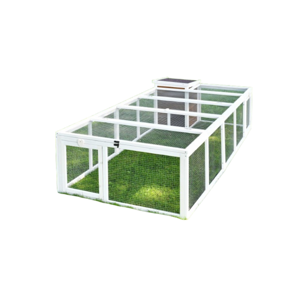 Cage mobile enclos á lapins pour petit animaux 218x46x100cm petite maison inclus