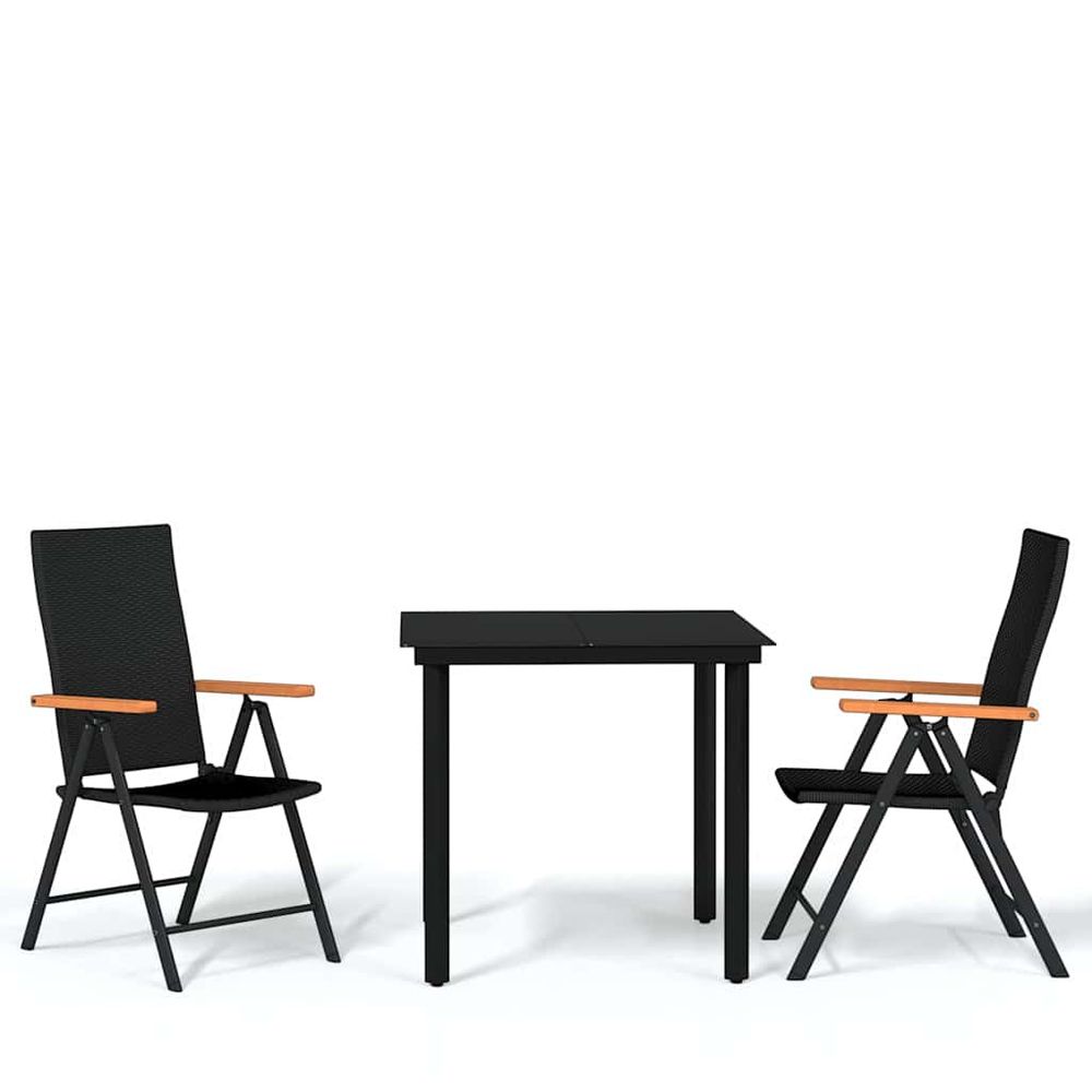 Ensemble à manger de jardin 3 pcs noir