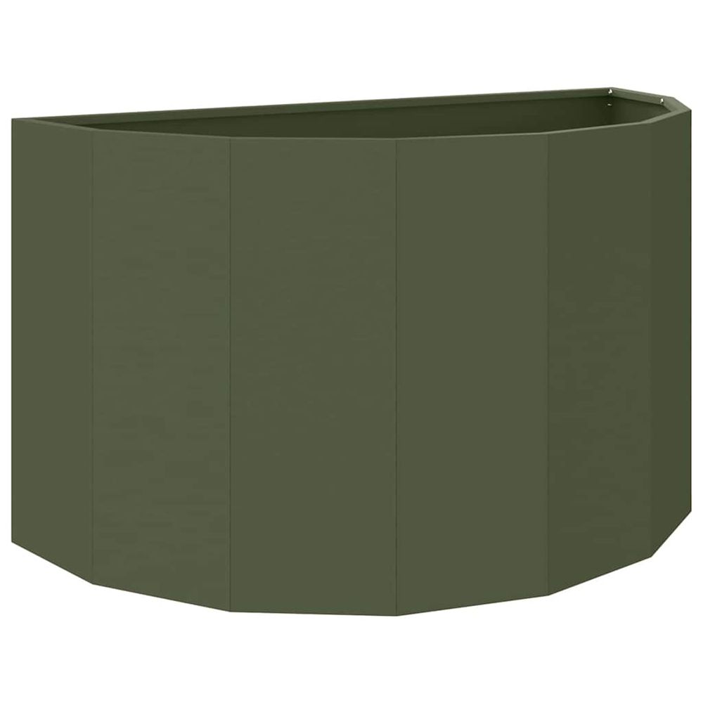 Jardinière d'extérieur vert olive 90 x 45 x 50 cm acier