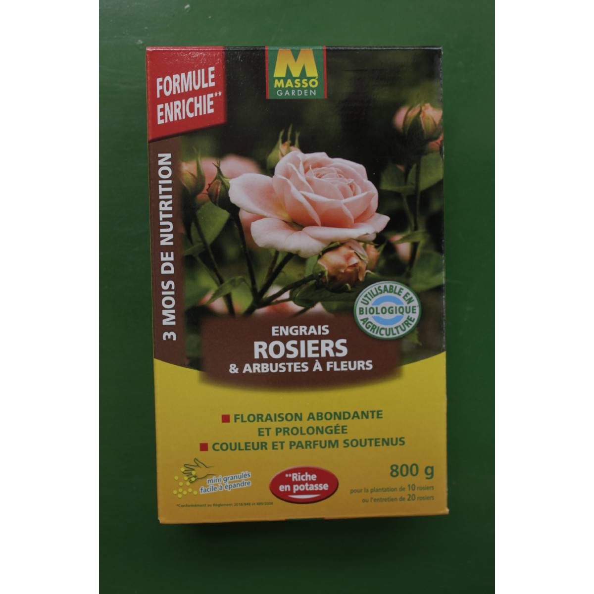 Engrais pour rosiers et arbustes à fleurs bio masso garden/[-]boîte de 800g
