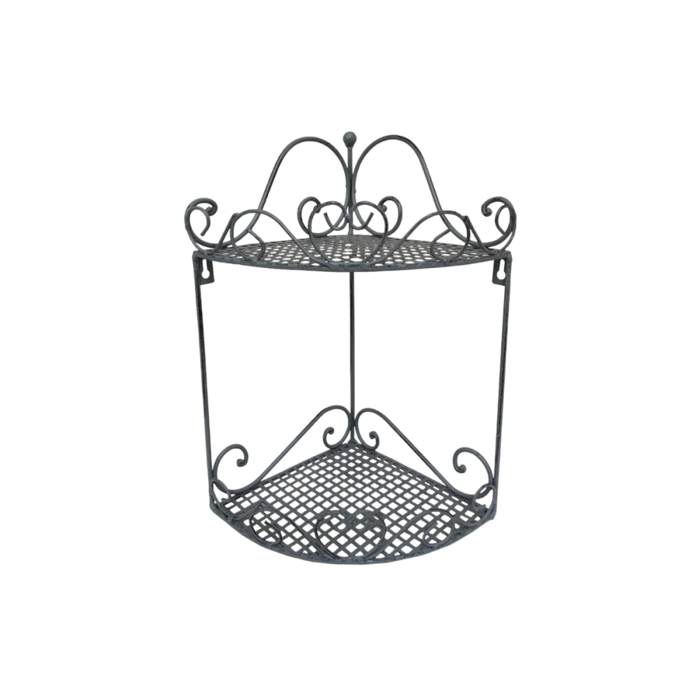 Étagère d'angle en métal gris 28 x 20 x 37 cm