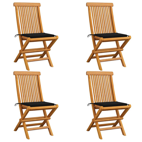 Chaises de jardin avec coussins noir 4