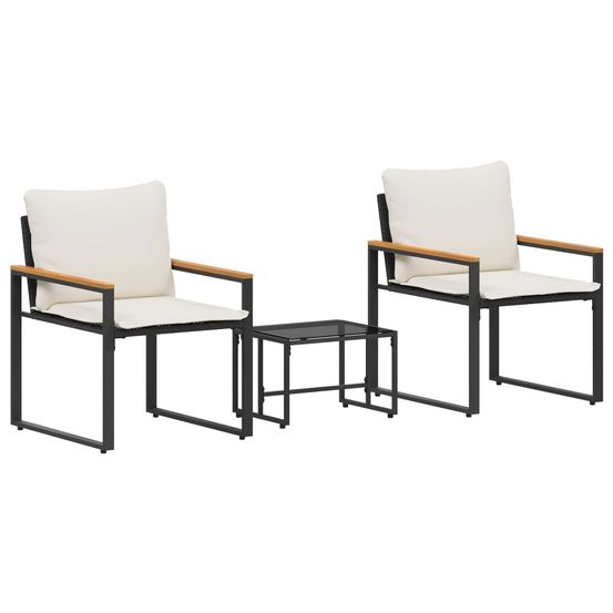 Ensembles de meubles 3 pc noir et blanc crème rotin