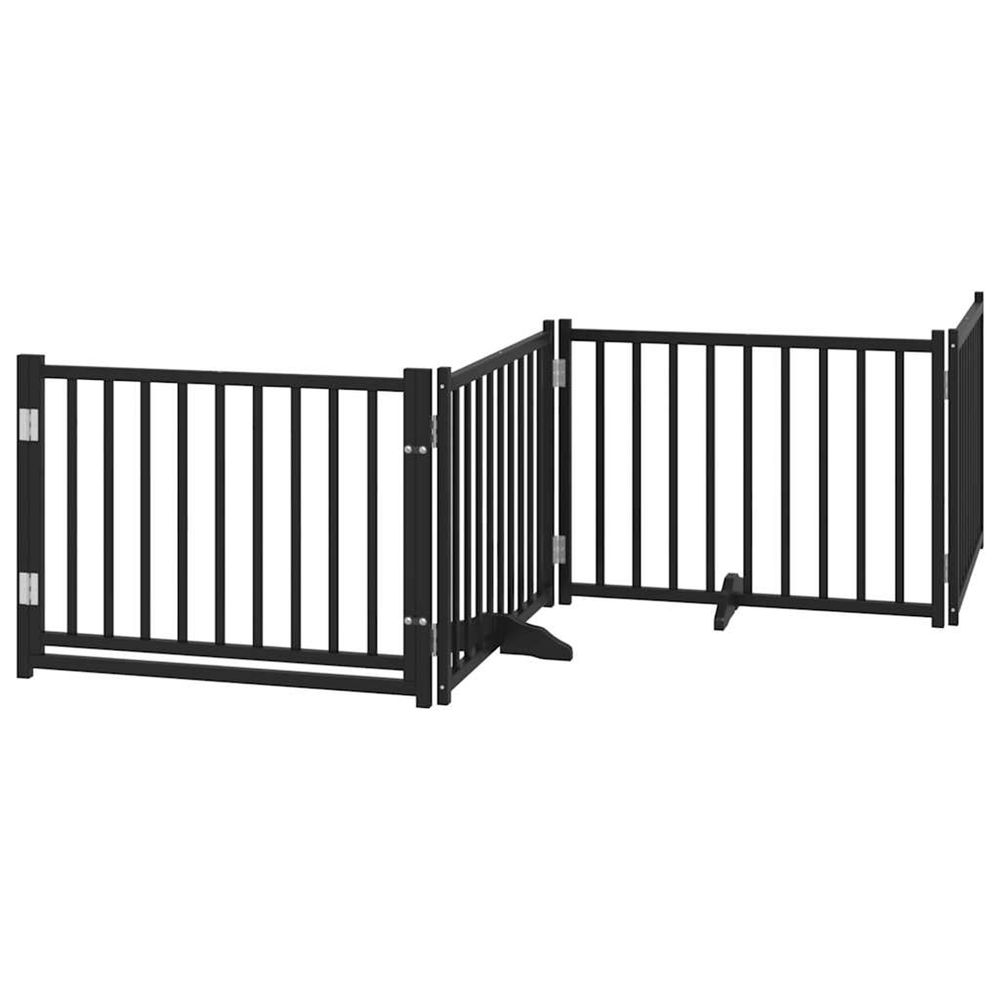 Barrière pour chiens avec porte 4 panneaux bois de sapin massif
