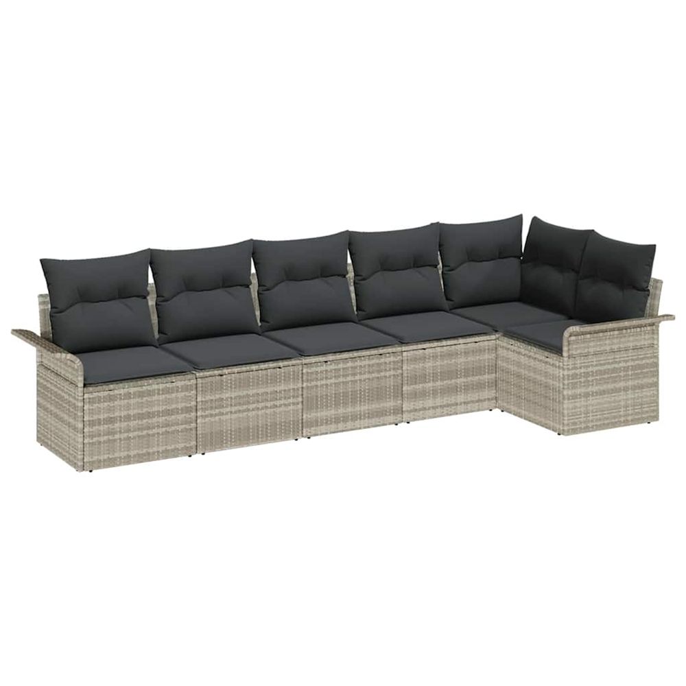 Ensemble de canapé de jardin 6 pc gris clair polyrotin